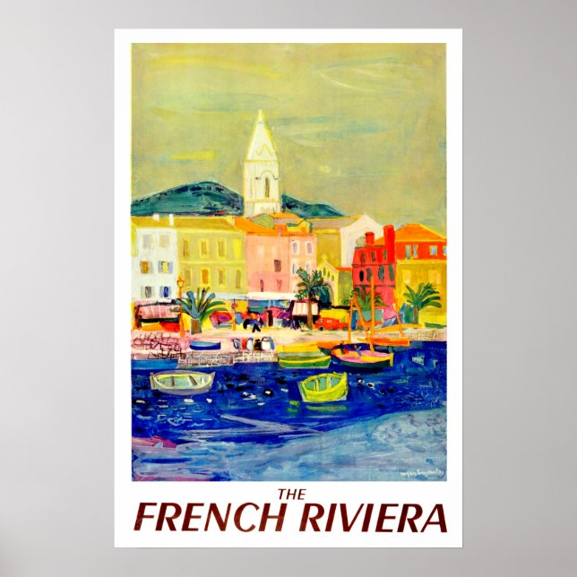 Póster Riviera francesa, Francia, pintura, arte, cosecha (Frente)