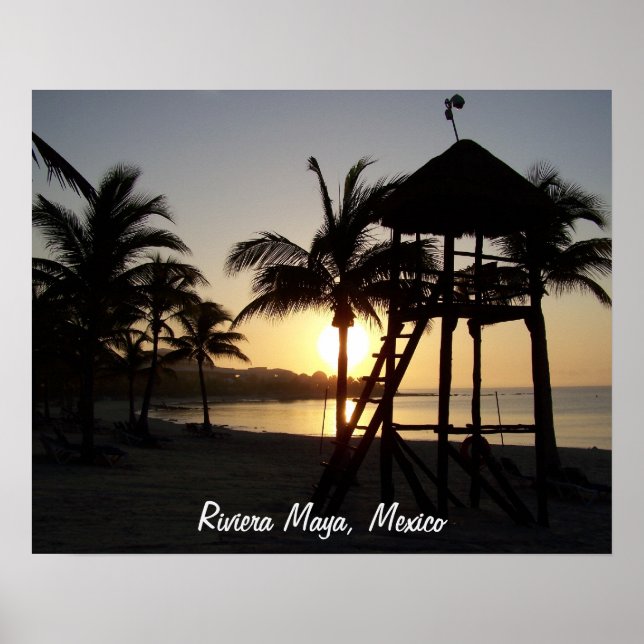 Póster Riviera Maya Cancún México Poster del Mar Caribe (Frente)