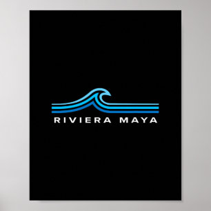 Póster Riviera Maya México Olas Vintage Hombres Mujeres N