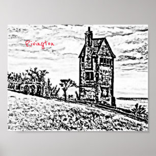 Póster Rivington Pigeon Tower Leverhulmes Garden Horwich