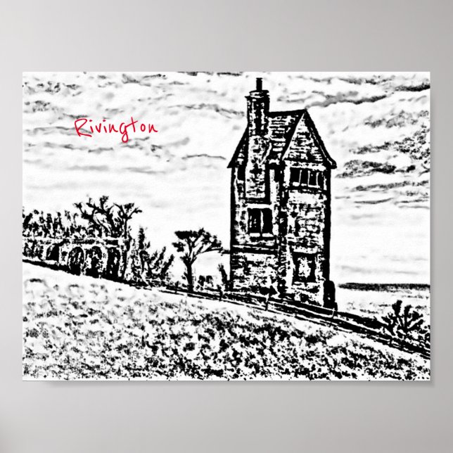 Póster Rivington Pigeon Tower Leverhulmes Garden Horwich (Frente)