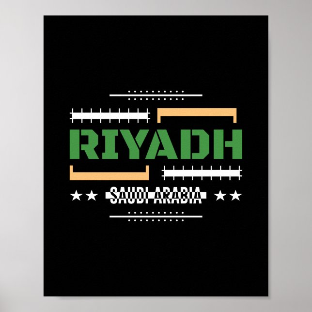 Póster Riyadh Arabia Saudita Tipografía Moderna DiseñoDeV (Frente)