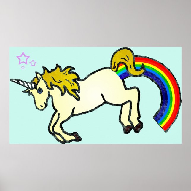 Póster Riyah-Li diseña unicornio con punzadas arcoiris (Frente)