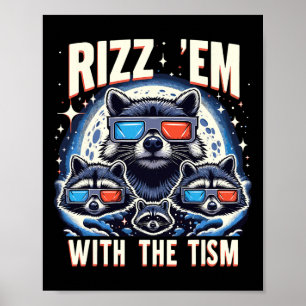 Póster Rizz Em con el Tism Retro Vintage Mapache Meme A
