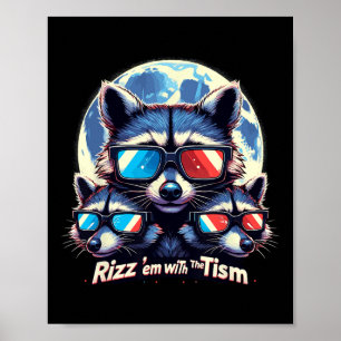 Póster Rízzalos Con El Tism Retro Vintage Mapache Meme A