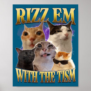 Póster Rízzalos Con El Tism Vintage Retro 90s Gato Divert