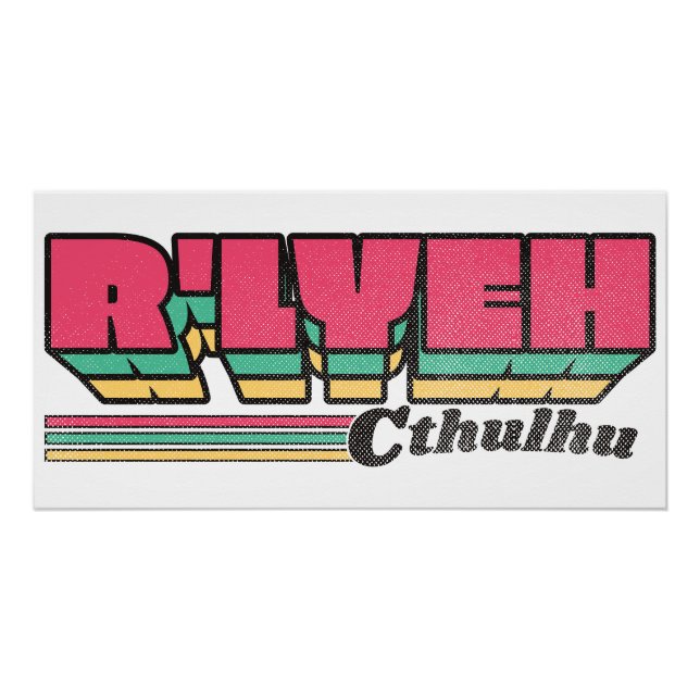 Póster R'lyeh Retro Label Cthulhu (Anverso)