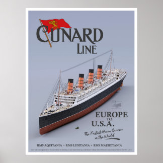 Póster RMS Aquitania - Cunard Line (fiktives Plakat)