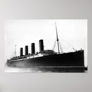 Póster RMS Lusitania llega a Nueva York - 1907