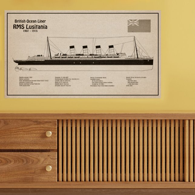 Póster RMS Lusitania - Planes de trazado del buque SD (Subido por el creador)