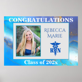 Póster RN Graduation Photo Blue Purple Gold