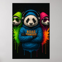 Póster Road Pandas Crew — Cool Urban Animal Art
