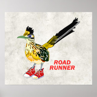 Póster Road Runner en zapatillas rojas