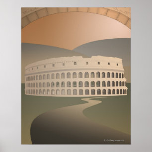 Póster Road to the Colosseum, Rome, Italy