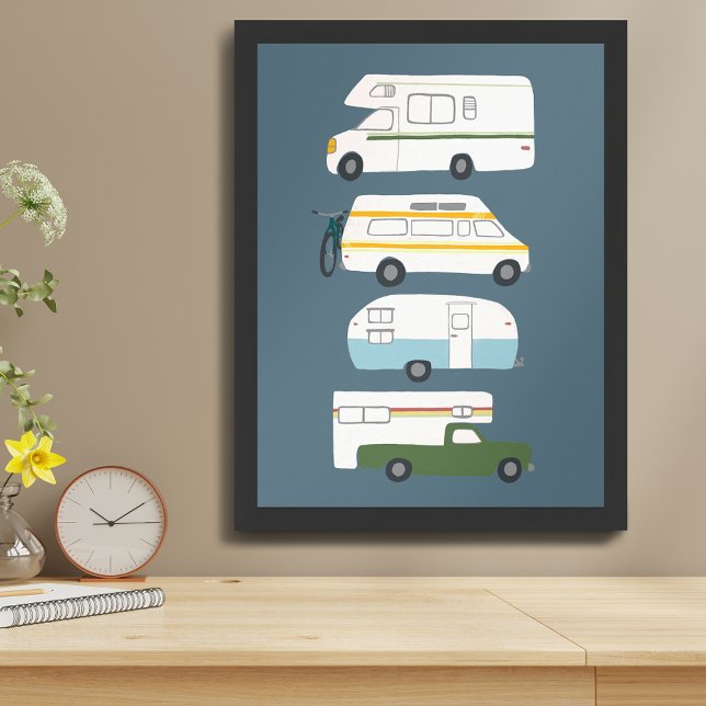Póster ROAD TRIP! Campervan vanlife RV Trailer Blue (ROAD TRIP! Campervan vanlife RV Trailer Blue Poster
)