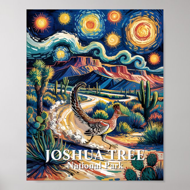 Póster Roadrunner of Joshua Tree Van Gogh Night Custom (Frente)