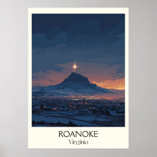 Póster Roanoke Virginia Star Vista de la montaña