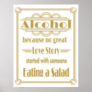 Póster Roaring 20's Art deco Boda Alcohol Bar print