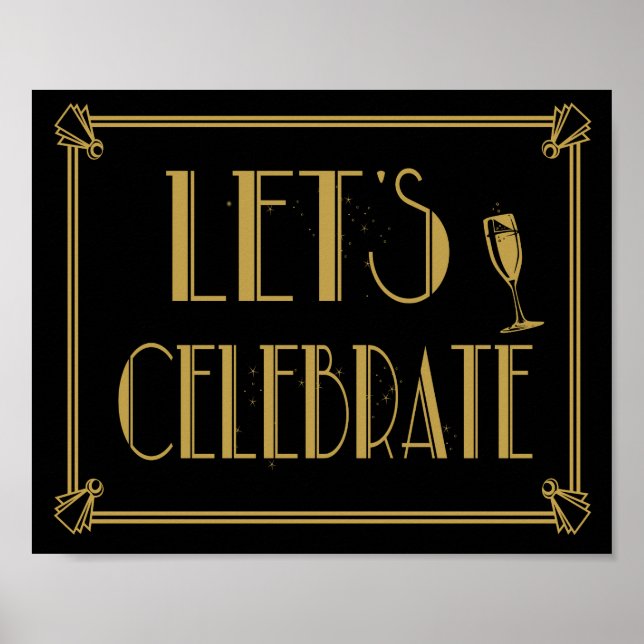 Póster Roaring 20's Art Deco Let's celebrate party print (Frente)