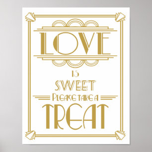 Póster Roaring 20's Art Deco Love es dulce Print