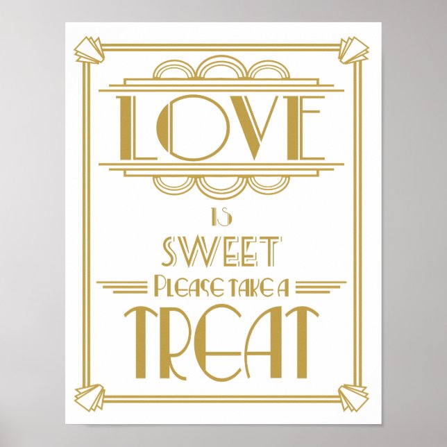 Póster Roaring 20's Art Deco Love es dulce Print (Frente)