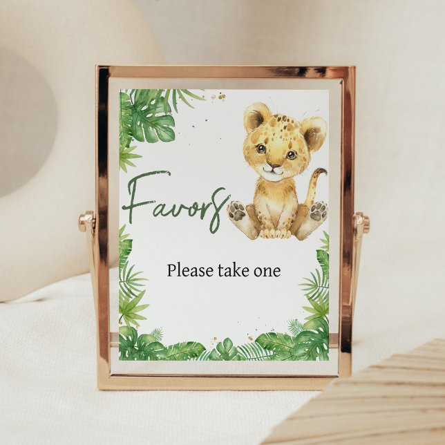 Póster Roaring Lion Baby Shower Favors (Roaring with Excitement Lion Baby Shower Favors Sign)