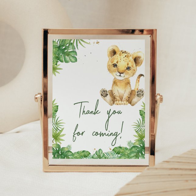 Póster Roaring Lion Baby Shower Gracias por venir (Roaring with Excitement Lion Baby Shower Thank you for Coming Sign)