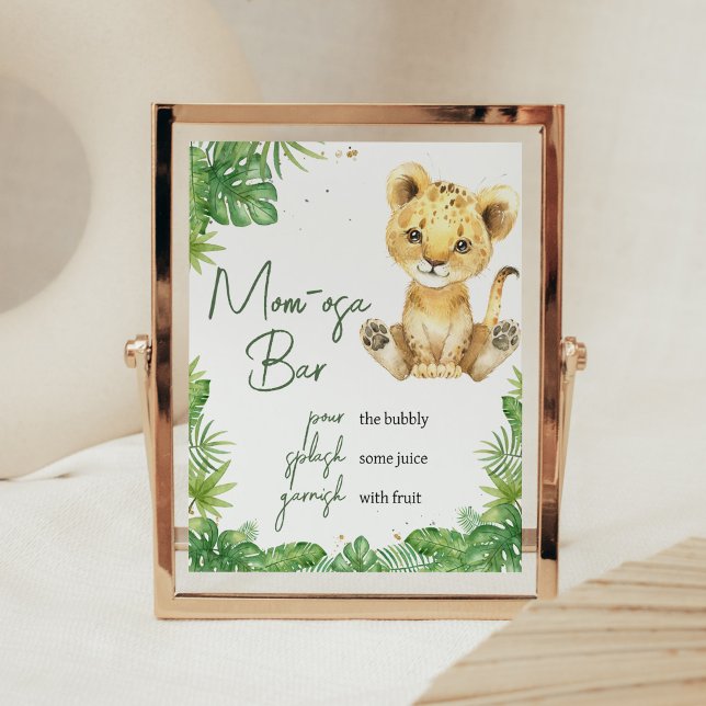 Póster Roaring Lion Baby Shower Mom Osa Bar (Roaring with Excitement Lion Baby Shower Mom Osa Bar Sign)
