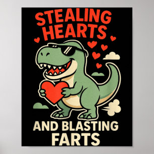Póster Robando Corazones Y Fartos T-Rex Niños 