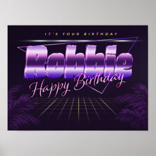 Póster Robbie Name Vorname lila retro Poster Geburtstag