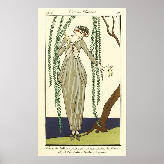 Póster Robe de taffetas gris, de George Barbier (Frente)