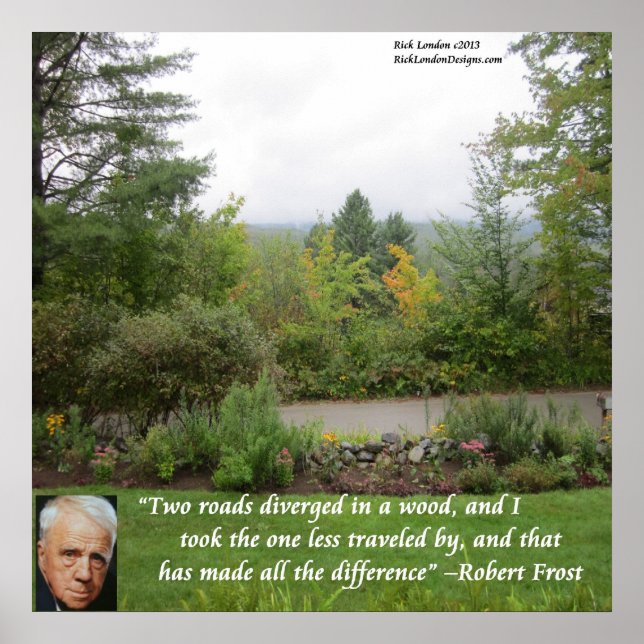 Póster Robert Frost "Camino menos viajado" Poster de sabi (Frente)