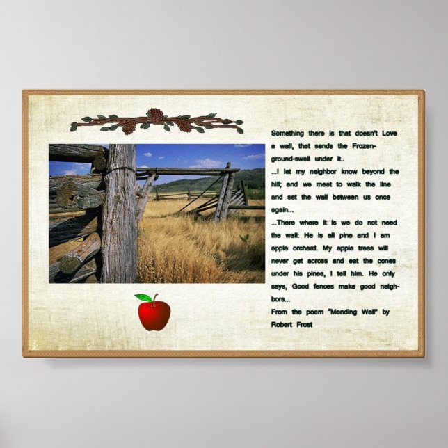 Póster Robert Frost, poster de fotografía de la cerca de  (Frente)