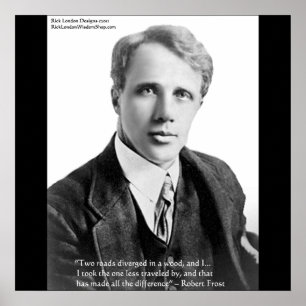 Póster Robert Frost Road, Poster de citas menos viajado