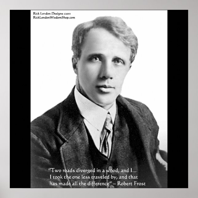 Póster Robert Frost Road, Poster de citas menos viajado (Frente)