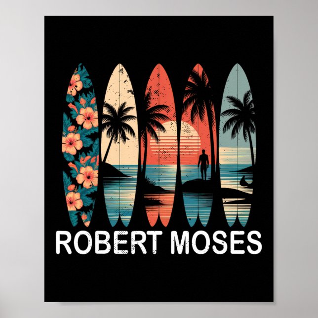 Póster Robert Moses Surfboard Surfing Retro _1  (Frente)