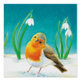Póster Robin Bird - Erithacus rubecula