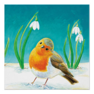 Póster Robin Bird - Erithacus rubecula
