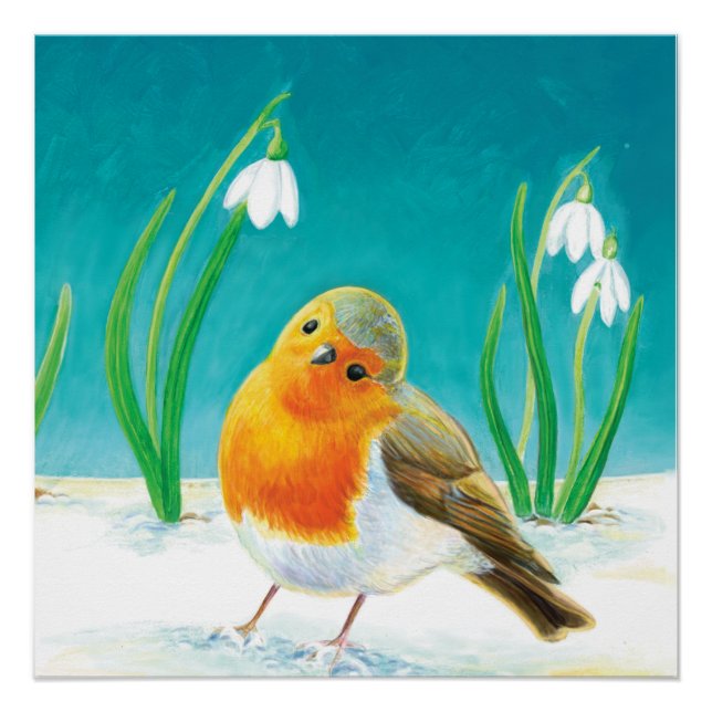 Póster Robin Bird - Erithacus rubecula (Anverso)