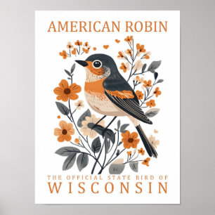 Póster Robin Bird of Wisconsin Travel