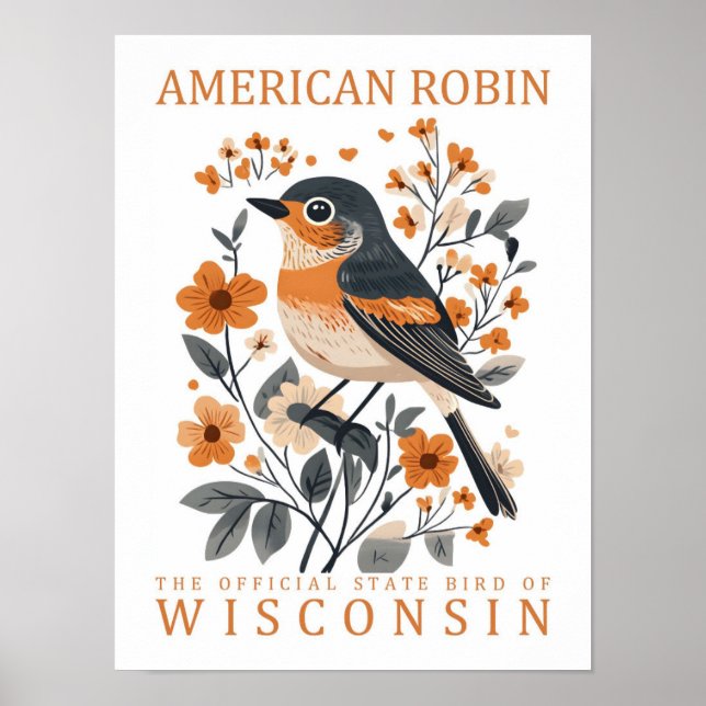 Póster Robin Bird of Wisconsin Travel (Frente)
