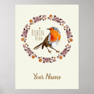 Póster Robin Botanical Vintage Flowers para el amante de