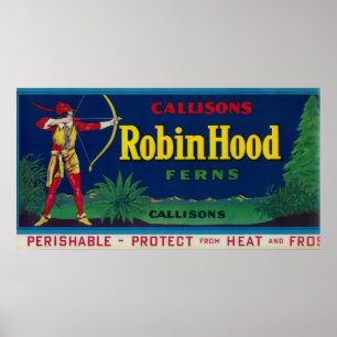 Póster Robin Hood Fern Label, Estado de Washington