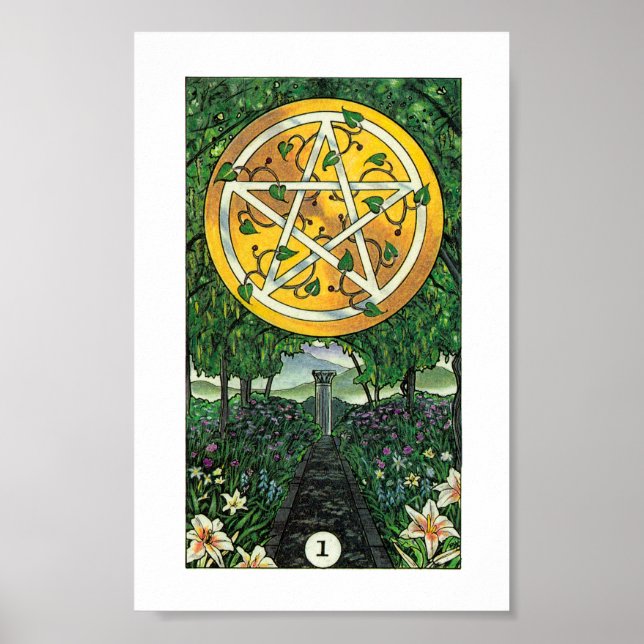 Póster Robin Wood Tarot - As de Pentáculos (Frente)
