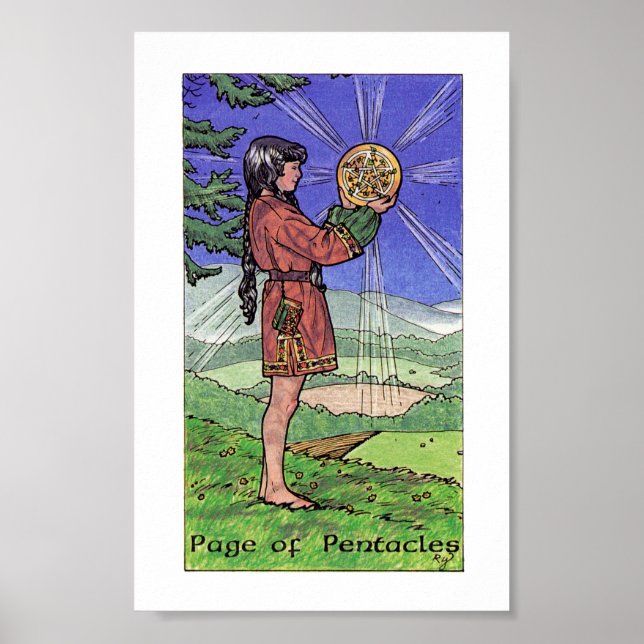 Póster Robin Wood Tarot - Página de Pentáculos (Frente)