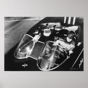 Póster Robin y Batman en Batmobile
