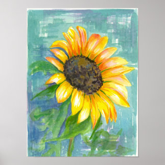 Póster Robins de girasol Pintado de color azul de huevo