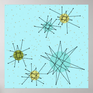 Póster Robin's Egg Blue Iconic Atomic Starbursts Poster