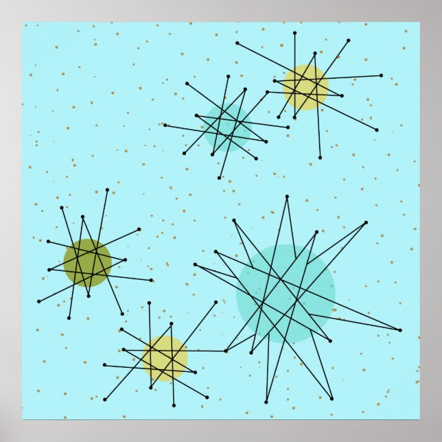 Póster Robin's Egg Blue Iconic Atomic Starbursts Poster (Frente)