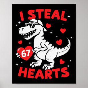 Póster Robo 67 Corazón Dinosaurio Para Niños Niñas Vale